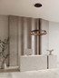 Preview: Nova Luce LED Pendelleuchte Ormi dimmbar 38W CCT warm-/neutralweiss 2700/3000/4000K Kaffeebraun Aluminium Ø45cm 9030927