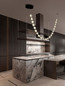 Preview: Nova Luce LED Pendelleuchte Ifos dimmbar 91W warmweiss 3000K Schwarz Chrom Metall 280x10cm 9186812