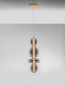 Preview: Nova Luce LED Pendelleuchte Navi 20W warmweiss 3000K Messinggold Rauchgrau Glas Metall Ø25,5cm 9186952