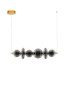 Preview: Nova Luce LED Pendelleuchte Navi dimmbar 29W warmweiss 3000K Messinggold Rauchgrau Glas Metall 111x22cm 9186954