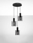 Preview: Nova Luce Pendelleuchte Mirbi 3-flammig 3xE27 Schwarz Stahl Glas Ø45cm 9236201