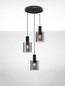 Preview: Nova Luce Pendelleuchte Mirbi 3-flammig 3xE27 Schwarz Stahl Glas Ø45cm 9236201