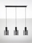 Preview: Nova Luce Pendelleuchte Mirbi 3-flammig 3xE27 Schwarz Stahl Glas 96x18cm 9236202