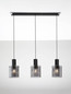 Preview: Nova Luce Pendelleuchte Mirbi 3-flammig 3xE27 Schwarz Stahl Glas 96x18cm 9236202