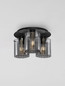 Preview: Nova Luce Deckenleuchte Mirbi 3-flammig 3xE27 Schwarz Stahl Glas Ø37cm 9236203