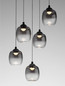 Preview: Nova Luce LED Pendelleuchte Kita dimmbar 28W warmweiss 3000K Schwarz Glas Metall Ø43cm 9236207