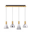 Preview: Nova Luce LED Pendelleuchte Voi dimmbar 32W warmweiss 3000K Schwarz Messinggold Glas Metall 87x17cm 9236307