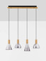 Preview: Nova Luce LED Pendelleuchte Voi dimmbar 32W warmweiss 3000K Schwarz Messinggold Glas Metall 87x17cm 9236307