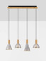 Preview: Nova Luce LED Pendelleuchte Voi dimmbar 32W warmweiss 3000K Schwarz Messinggold Glas Metall 87x17cm 9236307