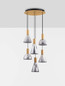 Preview: Nova Luce LED Pendelleuchte Voi dimmbar 48W warmweiss 3000K Schwarz Messinggold Glas Metall Ø52cm 9236308