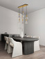 Preview: Nova Luce LED Pendelleuchte Voi dimmbar 47W warmweiss 3000K Schwarz Messinggold Glas Metall 96x33cm 9236309