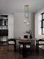 Preview: Nova Luce Pendelleuchte Maho 3-flammig 3xE27 Rauchgrau Messinggold Glas Metall Ø36cm 9236314