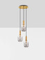 Preview: Nova Luce Pendelleuchte Maho 3-flammig 3xE27 Rauchgrau Messinggold Glas Metall Ø36cm 9236314