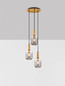 Preview: Nova Luce Pendelleuchte Maho 3-flammig 3xE27 Rauchgrau Messinggold Glas Metall Ø36cm 9236314