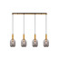 Preview: Nova Luce Pendelleuchte Maho 4-flammig 4xE27 Rauchgrau Messinggold Glas Metall 107x14cm 9236315