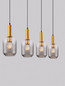 Preview: Nova Luce Pendelleuchte Maho 4-flammig 4xE27 Rauchgrau Messinggold Glas Metall 107x14cm 9236315