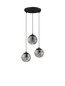 Preview: Nova Luce Pendelleuchte Abbacus 3-flammig 3xE27 Schwarz Glas Metall Ø44cm 9236317