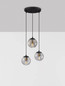 Preview: Nova Luce Pendelleuchte Abbacus 3-flammig 3xE27 Schwarz Glas Metall Ø44cm 9236317