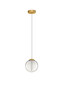 Preview: Nova Luce LED Pendelleuchte Galeo dimmbar 7W warmweiss 3000K Gold Glas Metall Ø22cm 9416940