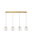 Preview: Nova Luce LED Pendelleuchte Galeo dimmbar 25W warmweiss 3000K Gold Glas Metall 136x22cm 9416941