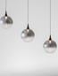 Preview: Nova Luce LED Pendelleuchte Orenda dimmbar 20W warmweiss 3000K Rauchgrau Schwarz Glas Metall 115x16cm 9416963