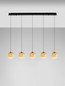 Preview: Nova Luce LED Pendelleuchte Orenda dimmbar 20W warmweiss 3000K Messinggold Schwarz Champagner Glas Metall 115x16cm 9416964