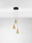 Preview: Nova Luce LED Pendelleuchte Alish dimmbar 24W warmweiss 3000K Messinggold Schwarz Champagner Glas Metall Ø28cm 9416968