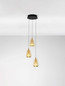 Preview: Nova Luce LED Pendelleuchte Alish dimmbar 24W warmweiss 3000K Messinggold Schwarz Champagner Glas Metall Ø28cm 9416968