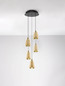 Preview: Nova Luce LED Pendelleuchte Alish dimmbar 40W warmweiss 3000K Messinggold Schwarz Champagner Glas Metall Ø33cm 9416970
