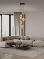 Preview: Nova Luce LED Pendelleuchte Nali dimmbar 30W warmweiss 3000K Messinggold Schwarz Champagner Glas Metall Ø35cm 9416976