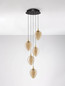 Preview: Nova Luce LED Pendelleuchte Nali dimmbar 30W warmweiss 3000K Messinggold Schwarz Champagner Glas Metall Ø35cm 9416976