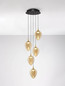 Preview: Nova Luce LED Pendelleuchte Nali dimmbar 30W warmweiss 3000K Messinggold Schwarz Champagner Glas Metall Ø35cm 9416976