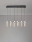 Preview: Nova Luce LED Pendelleuchte Lune dimmbar 44W warmweiss 3000K Schwarz Chrom Stahl Glas 81x20cm 9520012