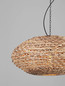 Preview: Nova Luce Pendelleuchte Bola E27 Schwarz Beige Textil Rattan Ø58cm 9586523