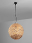 Preview: Nova Luce Pendelleuchte Bola E27 Schwarz Beige Textil Rattan Ø50cm 9586524