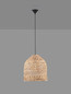 Preview: Nova Luce Pendelleuchte Bola E27 Schwarz Beige Textil Rattan Ø40cm 9586525