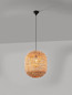 Preview: Nova Luce Pendelleuchte Bola E27 Schwarz Beige Textil Rattan Ø42cm 9586526
