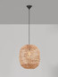 Preview: Nova Luce Pendelleuchte Bola E27 Schwarz Beige Textil Rattan Ø42cm 9586526