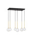 Preview: Nova Luce Pendelleuchte Savoy 6-flammig 6xG9 Gold Schwarz Opal Glas Metall 77x34cm 9620158