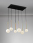 Preview: Nova Luce Pendelleuchte Savoy 6-flammig 6xG9 Gold Schwarz Opal Glas Metall 77x34cm 9620158