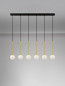 Preview: Nova Luce Pendelleuchte Savoy 6-flammig 6xG9 Gold Schwarz Opal Glas Metall 100x11cm 9620159