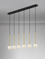Preview: Nova Luce Pendelleuchte Savoy 6-flammig 6xG9 Gold Schwarz Opal Glas Metall 100x11cm 9620159