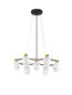 Preview: Nova Luce Pendelleuchte Ovalino 14-flammig 14xG9 Gold Schwarz Opal Glas Metall 73x64cm 9620162