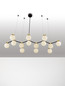 Preview: Nova Luce Pendelleuchte Ovalino 14-flammig 14xG9 Gold Schwarz Opal Glas Metall 107x47cm 9620163