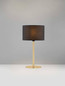 Preview: Nova Luce Tischleuchte Sibnia E27 Messinggold Schwarz Metall Textil Ø30cm 9695330