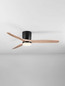 Preview: Nova Luce LED Deckenventilator Aloa 18W CCT warm-/neutral-/tageslichtweiss 3000/4000/6500K Schwarz Holz Metall Ø132cm 9952371
