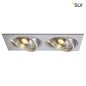 Preview: SLV 111382 NEW TRIA II ES111 Downlight rechteckig alu brushed GU10 max. 2x75W inkl. Clipfedern