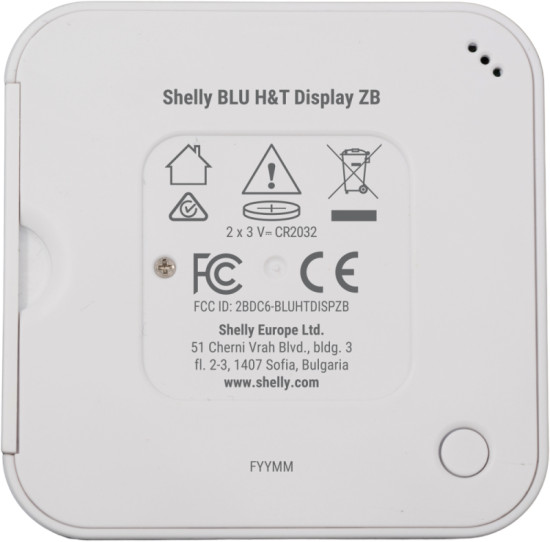Shelly BLU H&T Display ZB - Zigbee Raumklima-Sensor mit Display, Weiß