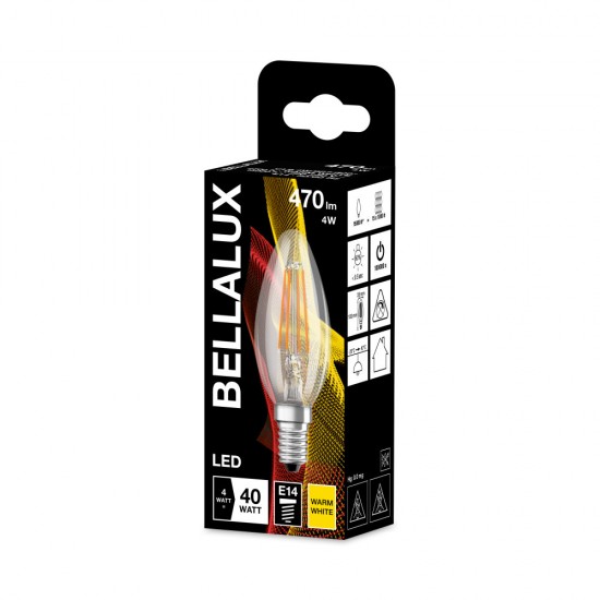 BELLALUX E14 LED Kerze 2,5W B25 Filament matt warmweiss wie 25W by Osram