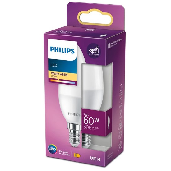 Philips LED Kerze 7W warmweiss E14 B38 806lm 8719514309623